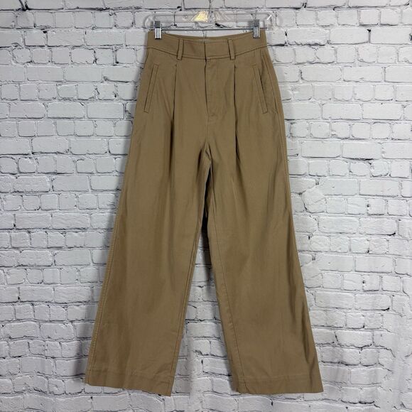 EVERLANE The Way High Drape Trouser Pants Womens Size 0 Short Beige Relaxed - Picture 3 of 13